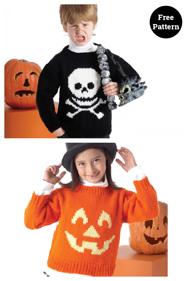 Halloween Jack-O'-Lantern and Skull and Crossbones Παιδικό πουλόβερ χωρίς μοτίβο πλεξίματος