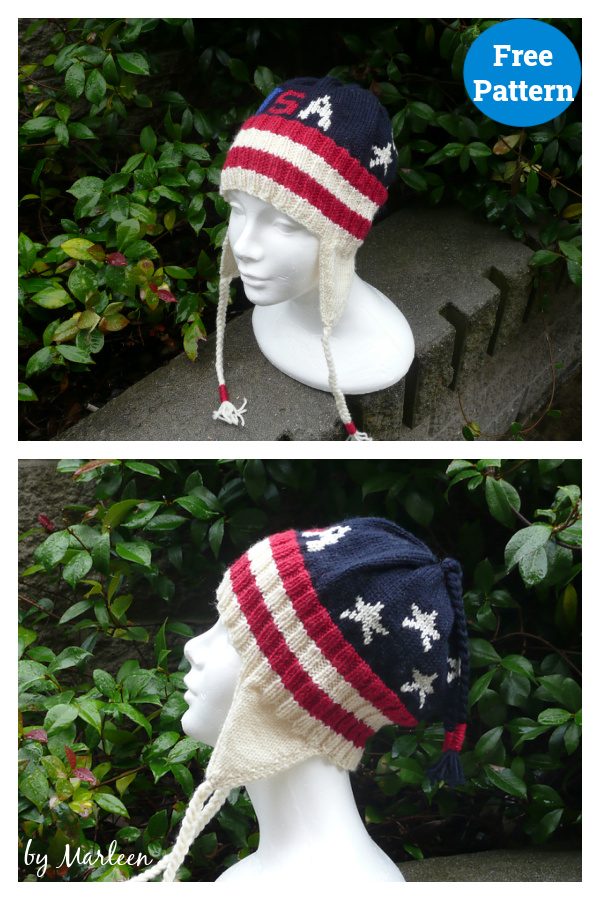 Patriotic Earflap καπέλο χωρίς μοτίβο πλεξίματος