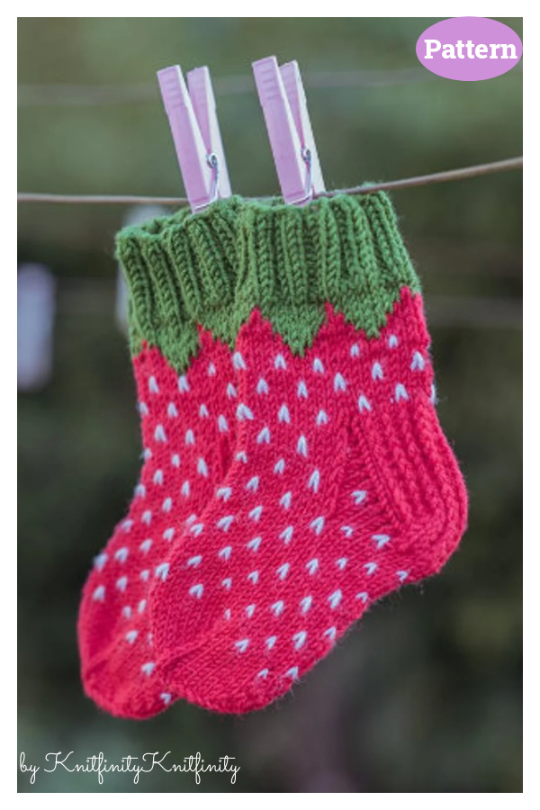 Μοτίβο πλεξίματος φράουλα μωρό κάλτσες
